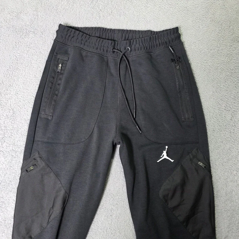 Jordan Mens Small Jogger Pants Black Dri-FIT Utility Zip Pocket Sweatpants